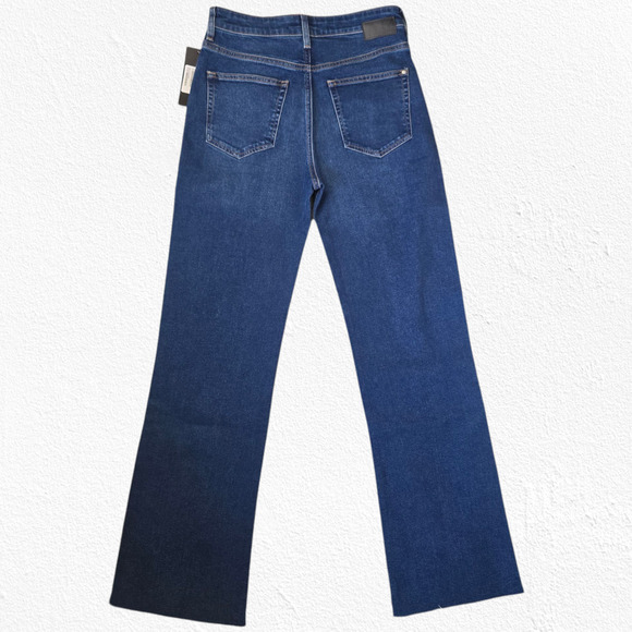 Mavi Dark Wash High Rise Wide Leg Raw Hem Victoria Flare Mom Jeans Size 28 - Picture 11 of 11